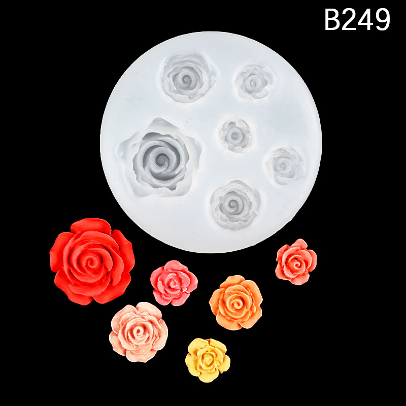 Fondant DIY Rosa molde con hojas flor resina mousse pastel mousse de chocolate decorativo aromaterapia molde