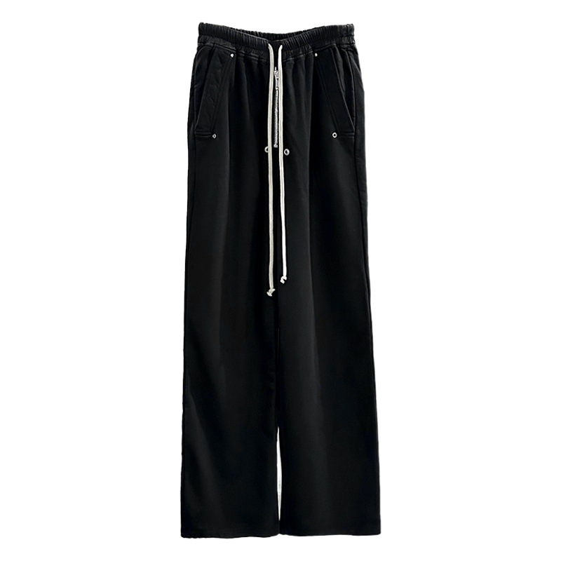 Hombres SUBHUMAN | Pantalones largos deportivos unisex con diseño de cremallera, cordón elástico, cintura alta, sueltos, pierna ancha, hasta el suelo