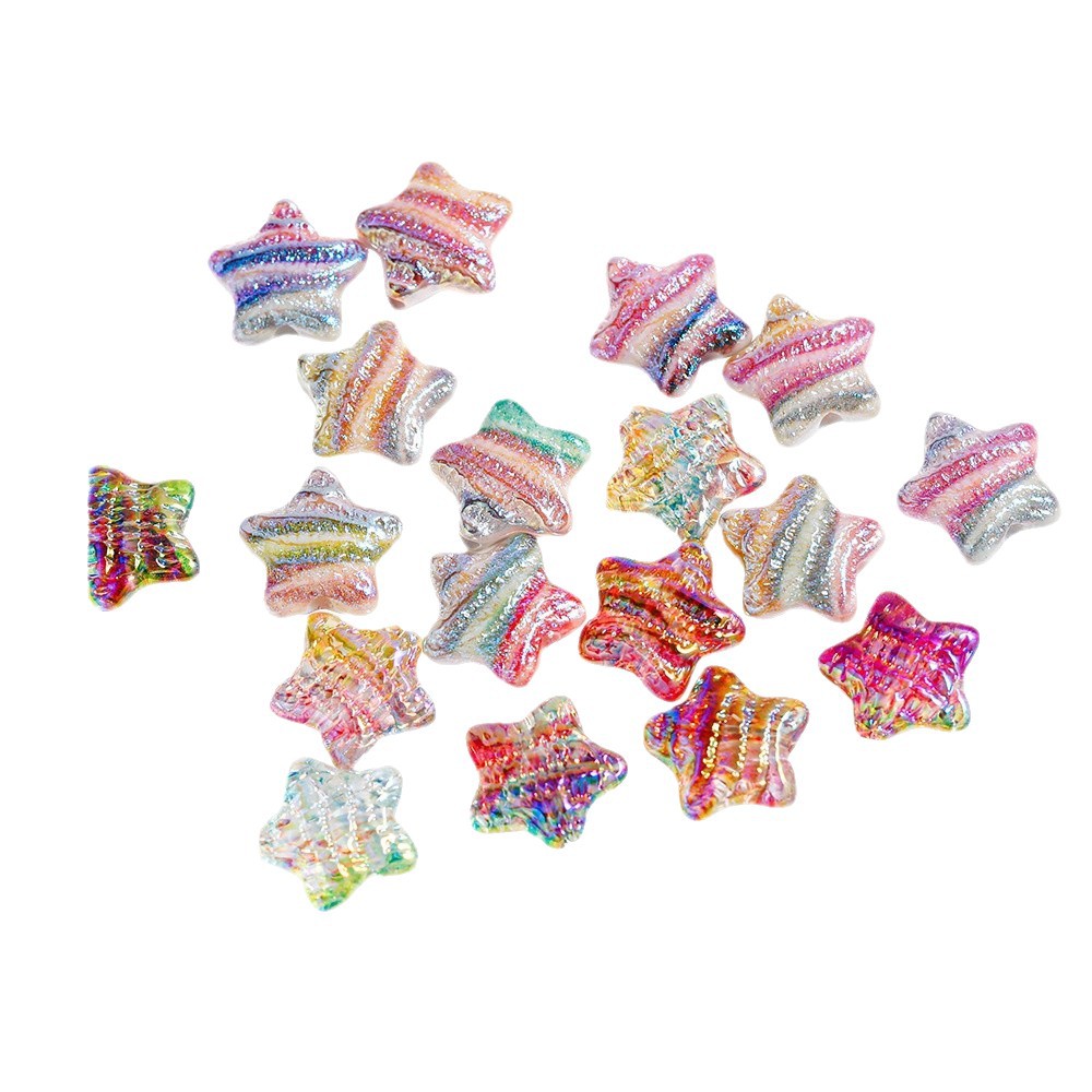 Pintura al óleo de Heidi estrella de pentacos a través del agujero de cuentas a granel pulsera de color galvanizado accesorios de cadena de teléfonos móviles al por mayor