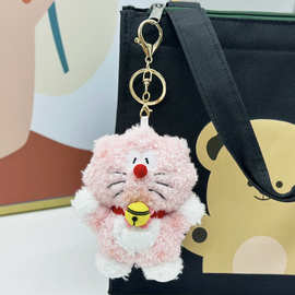 跨境新品桜ドラえもん キーチェーン樱花猫毛绒公仔玩偶挂件