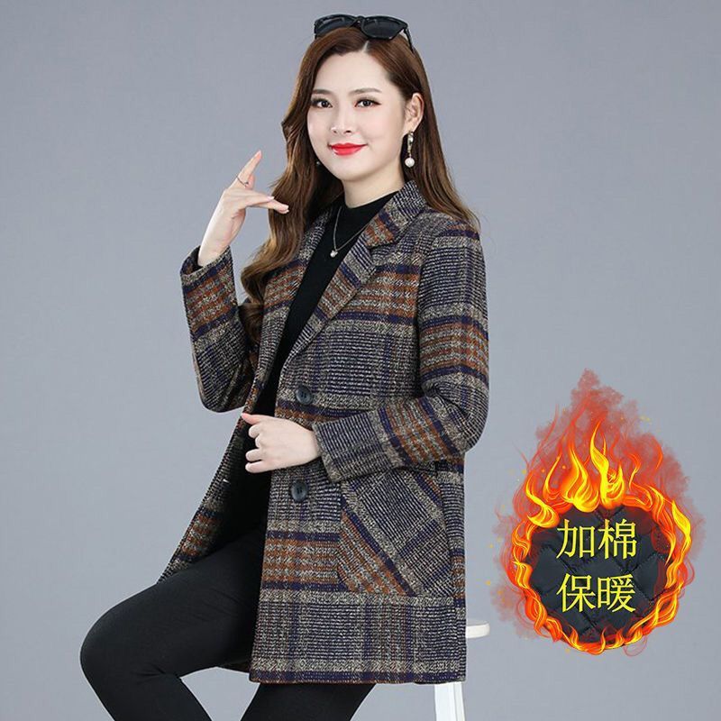 妈妈秋装2025新款外套气质中长款上衣40岁中老年女装春秋格子风衣|undefined