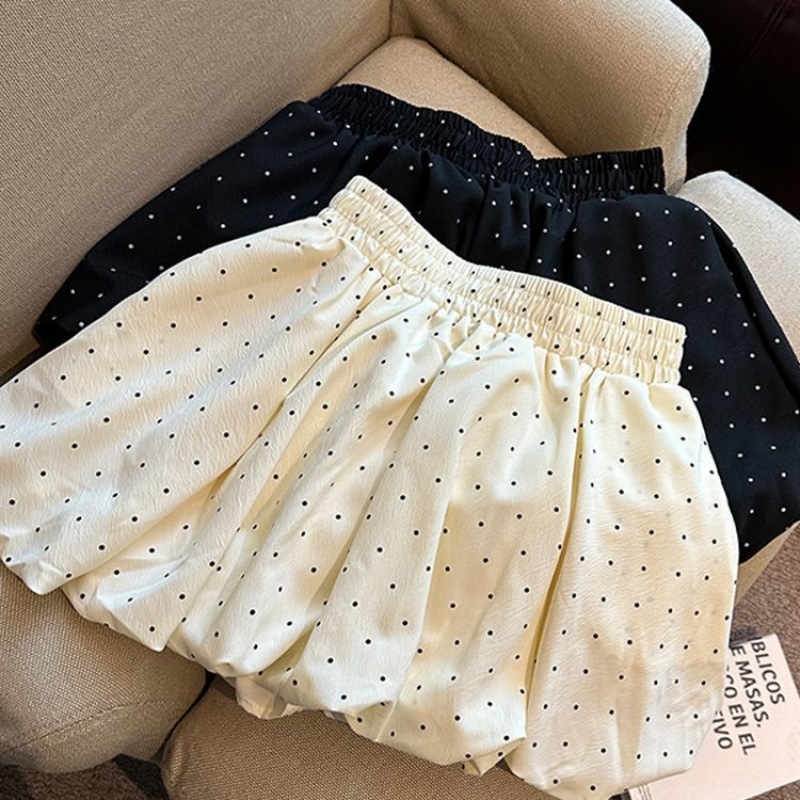 甘い水玉模様の花のつぼみスカート女性の夏のハイウエスト A ラインふわふわスカート小柄な人の露出防止プリーツスカート|undefined