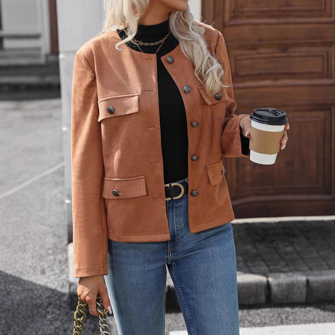 Retro long-sleeve, jacket for leisure, short cardigan, American style 4