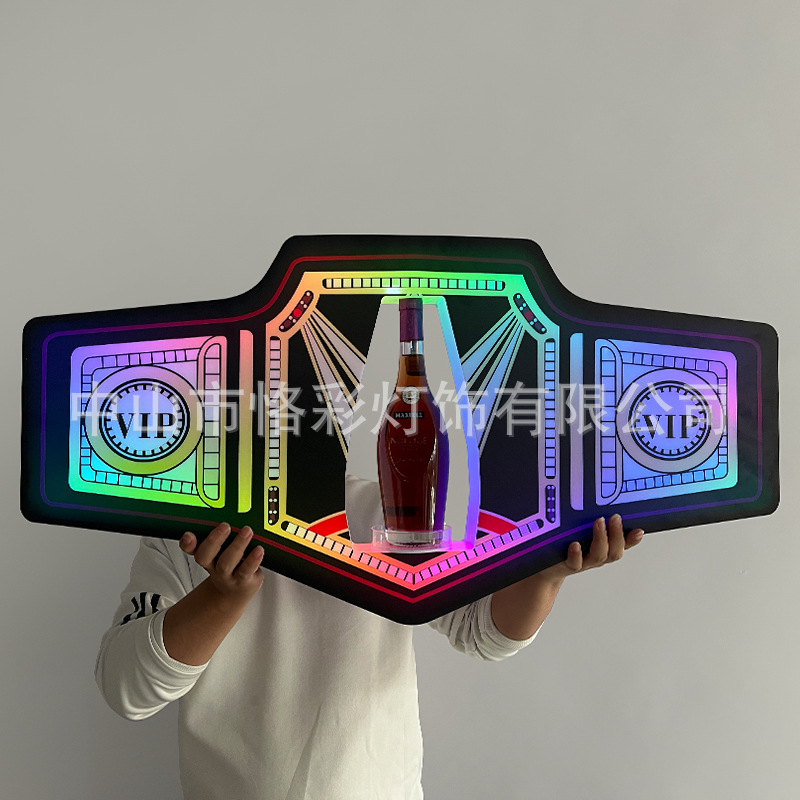 跨境LED发光香槟酒座腰带酒座KTV酒吧专用出酒手举牌展示架充电