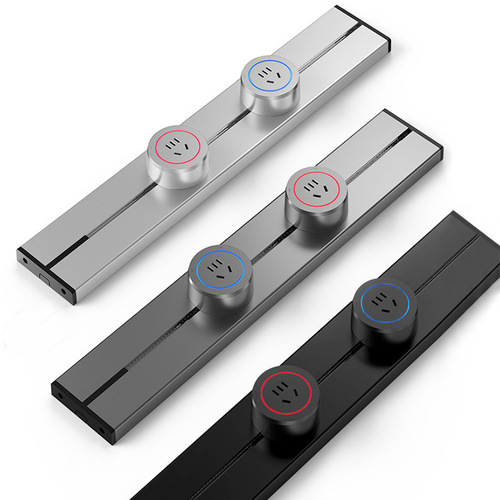 Oveson surface-mounted wall-mounted removable power sliding surface-mounted track power socket anti-shock track socket