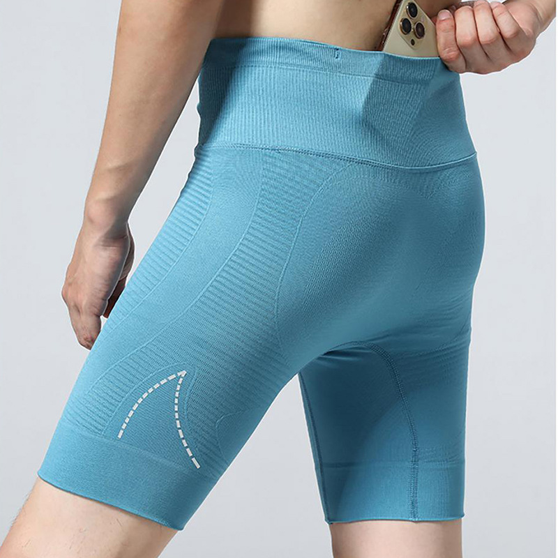 Running Compression Pants Men's High-Elastic Track and Field Marathon Sports Shorts with Waist Pouch Storage Pocket Racing Jogging Fitness Pants