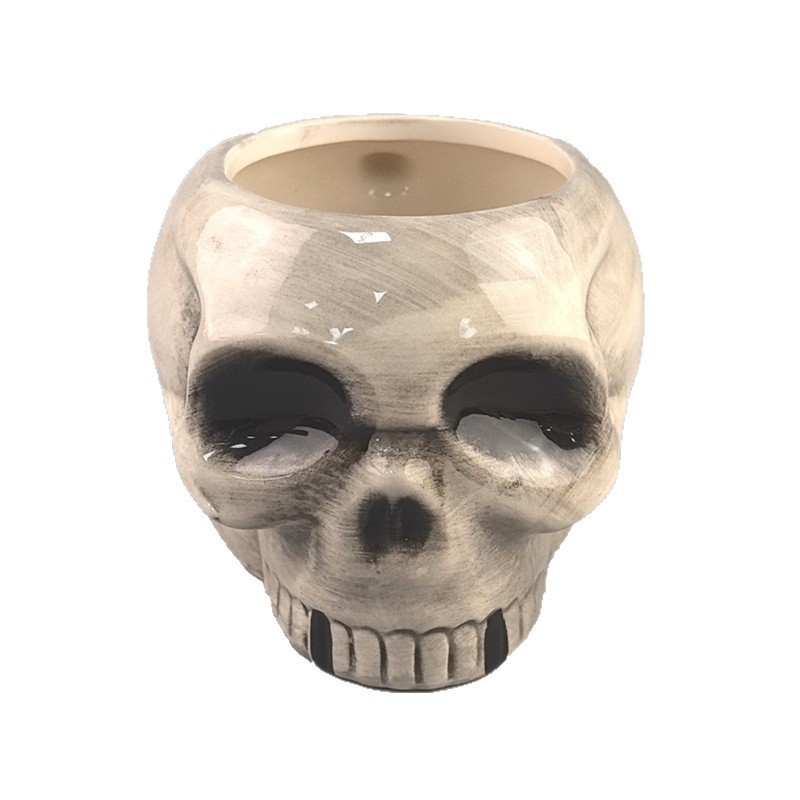 Taza de cerámica con diseño de calavera, estilo moderno, con un diseño único de calavera fantasma, taza para agua con expresión adorable, vajilla novedosa para Halloween.