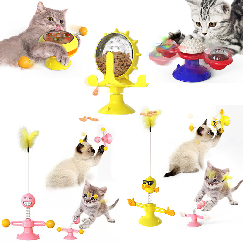 Cat Windmill Toy Amazon Hair Rubbing Device Glowing Rotating Scratching Spring Human Cat Toy Cat Turntable Toy