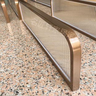 Light Luxury and Simple Glass Stainless Steel Screen Card Holder Partition Restaurant Office with Light Strip Low Partition Fence Decoration