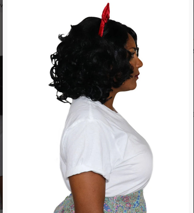 NEWLOOK pelucas de princesa femenina con arco rojo pelucas de película de televisión negra transpirable