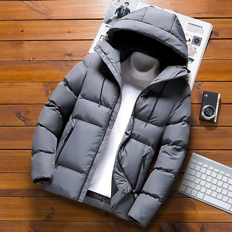 Down jacket with hood, thickened warm winter coat, quilted insulation, sizes M–6XL
