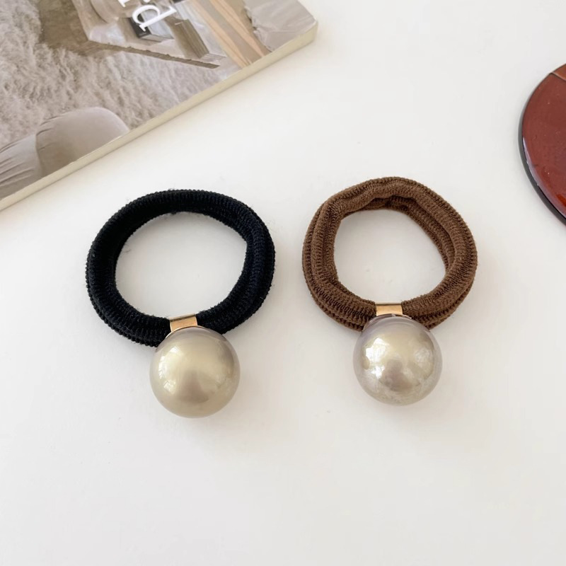 Arco negro perla anillo de cabello de alta sensibilidad de alta elasticidad banda de goma para mujeres atado cabello 2025 nuevo accesorio de cabello de cuerda de cabeza