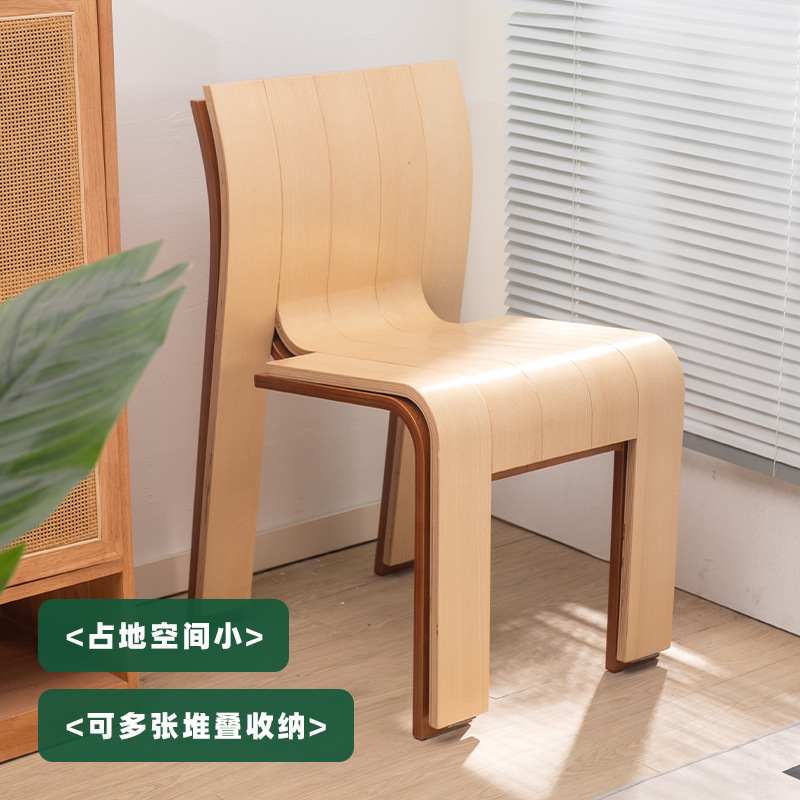 中古风餐椅家用靠背复古网红设计师单人实木黑色餐厅凳子简约椅子|undefined