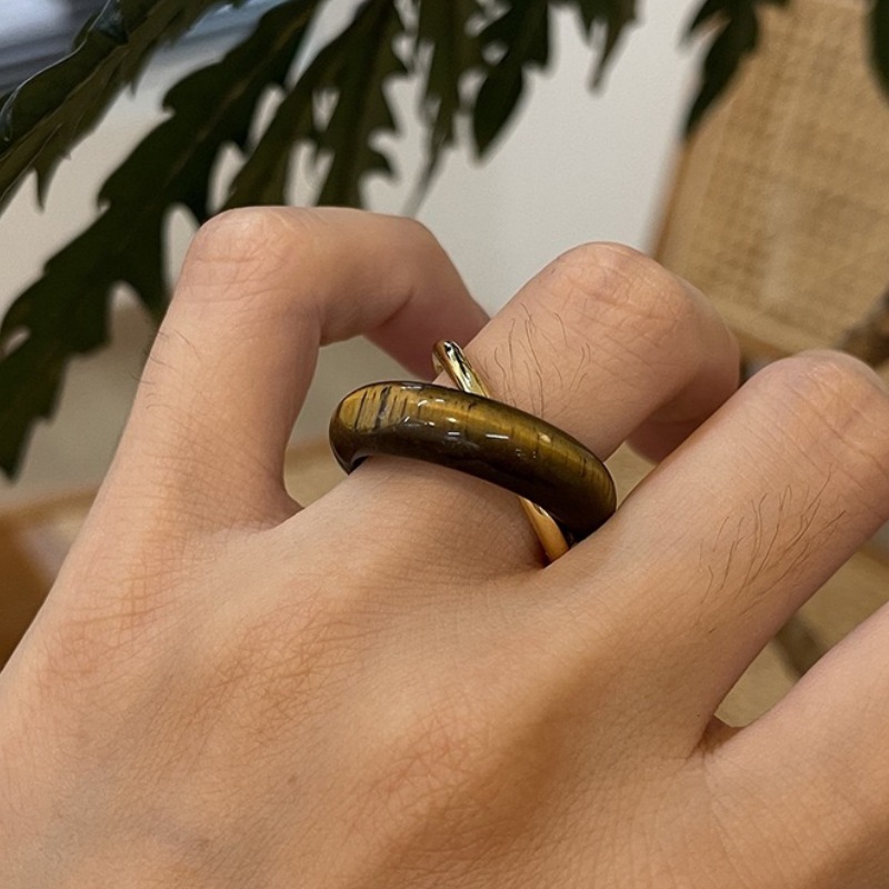 Spot stone double -ring finger finger tiger eye stone ring double…