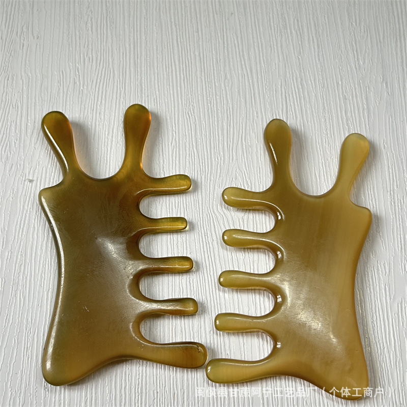 Genuine Horn Comb Wide Teeth Water Drop Bead Massage Comb Monster Fish Shape 10-15CM overview