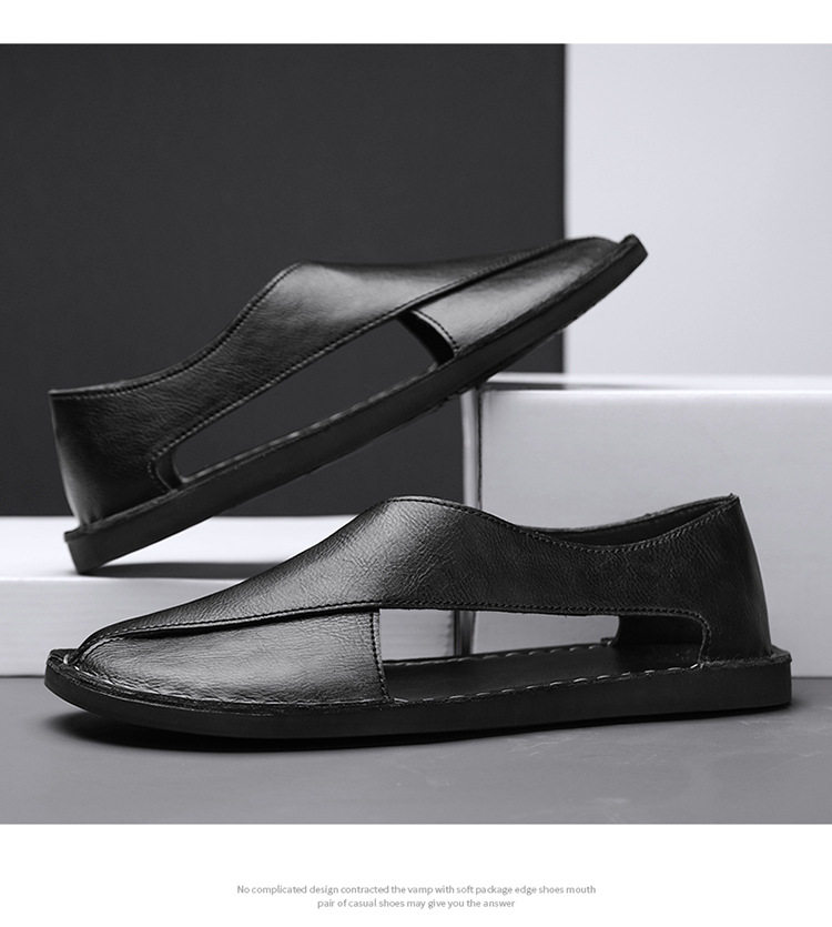 Dép sandal nam da bò thật hở ngón thoáng khí kiểu lười dễ xỏ chân — 2658 màu nâu, 2658 màu đen chi tiết 18