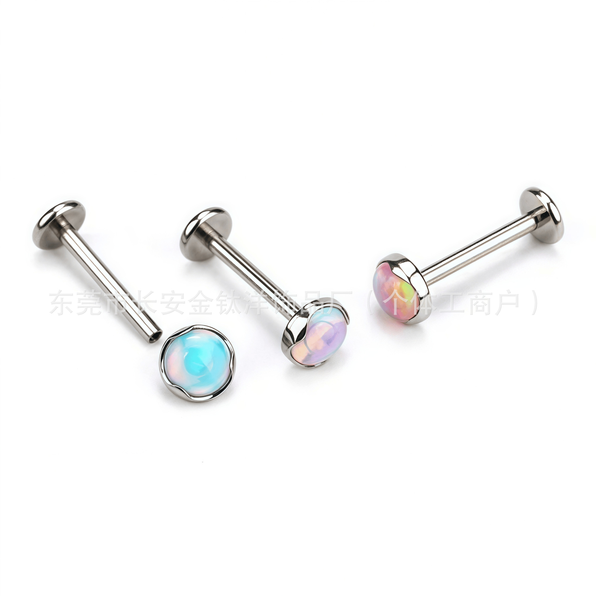 F136 Titanium Wave Edge Flat Nebula Opal Ear Nail Ear Bone Nail Tongue Nail G23 Titanium Alloy Piercing Jewelry detail image 7