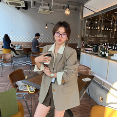 MUKOK 柏林春叶~感廓形西装外套女春季新款复古宽松休闲西服