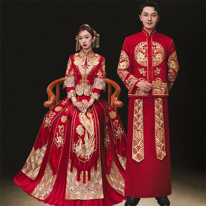 Xiu clothing men and women suit marry 2022 new pattern bride full dress lovers Chinese style Wedding Show kimono Groom men's wear