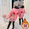 girl Sweater Plush thickening Winter clothes 2022 new pattern Western style girl Hooded Cartoon clothes winter children jacket