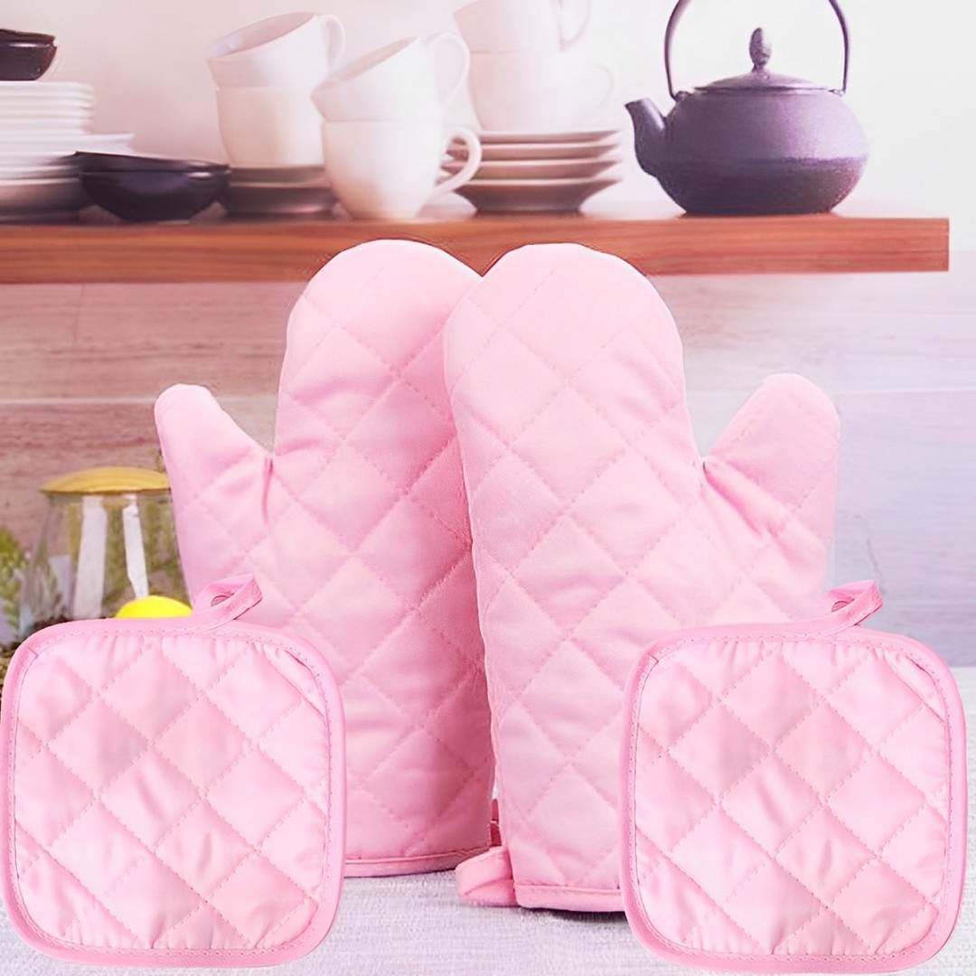 Guantes de aislamiento de rejilla rosa guantes almohadilla de guante izquierda y derecha guantes de horno universal almohadilla de protección de escritorio a prueba de quemaduras