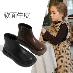 女の子用ブーツ2025年新作子供用ショートブーツ春秋本革シングルブーツベビー軽量ソフトソール男の子用マーティンブーツ