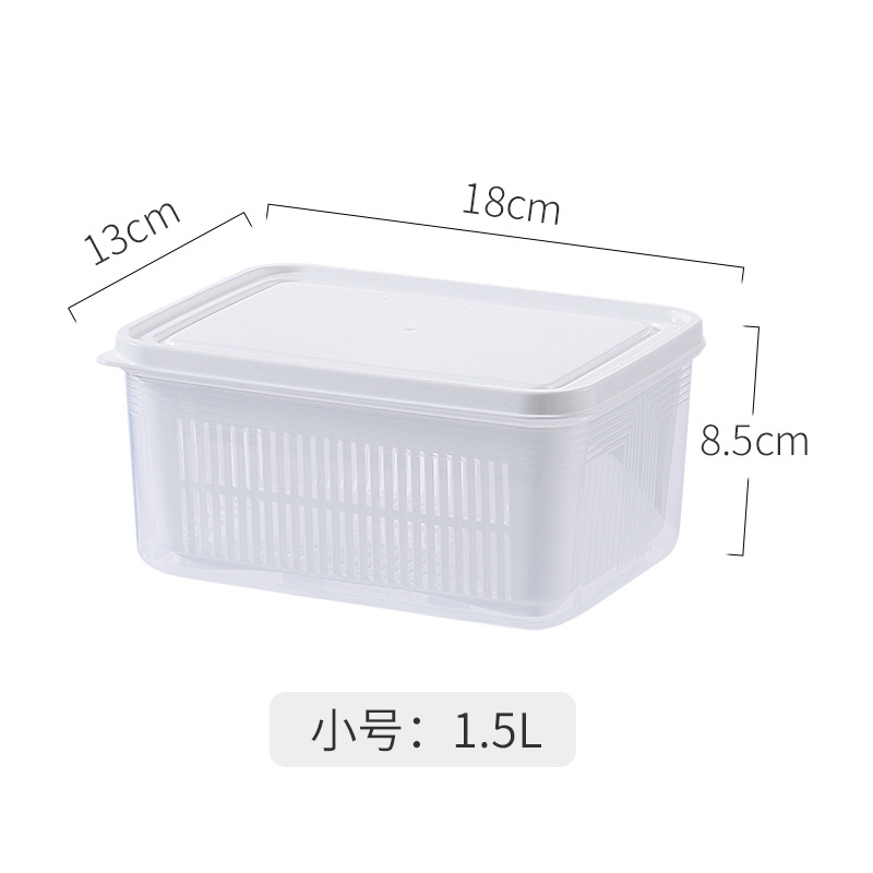 Caja de almacenamiento de frutas y verduras caseras de grado alimenticio para refrigerador de frutas y verduras de drenaje de doble capa cubierta de sellado de plástico