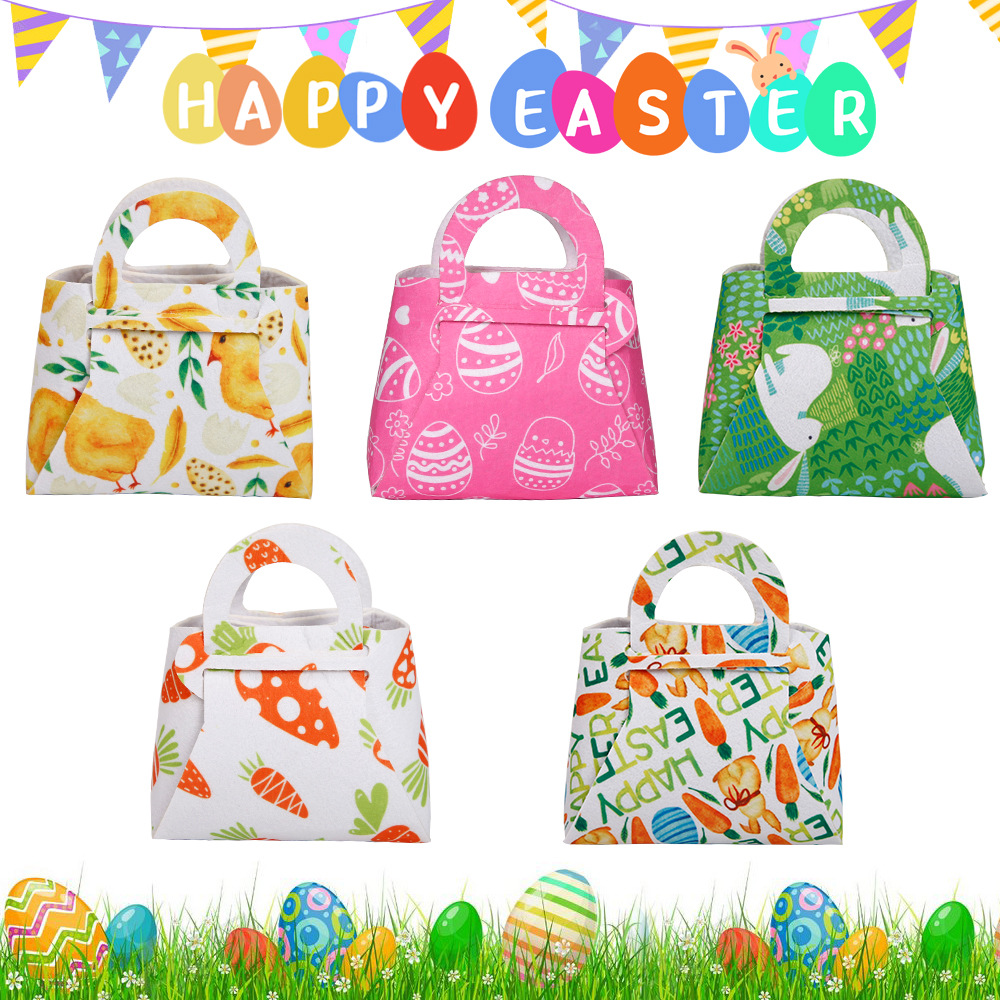 Nuevo conejo transfronterizo de pascua zanahoria bolsas DIY hechas a mano bolsas de regalo de fiesta decoración bolsas de dulces