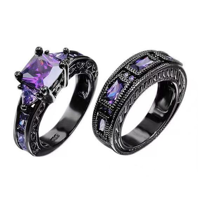 12g Weight Rhinestones Inlay Material Rings Classification 1 Pair Quantity Holiday, Shopping Occasion Alloy Material Constellation Pattern Women'S Gender Plating, Inlay Design Gothic Style Purple, Black Color Gothic Constellation Alloy Plating Inlay Rhinestones Rings