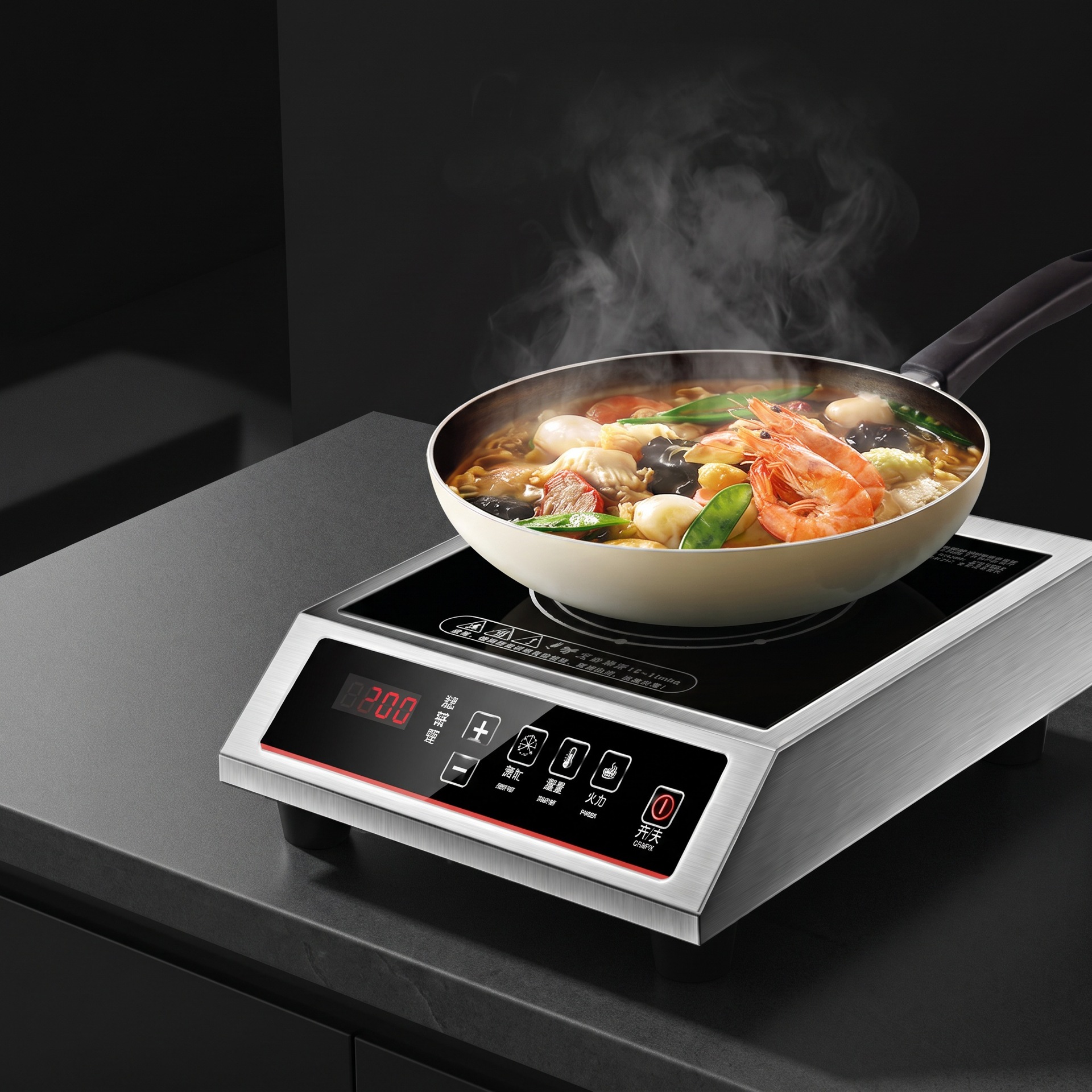 horno electromagnético comercial 3500w de alta potencia restaurante leche tienda de té cóncava horno electromagnético comercial frito calentamiento eléctrico