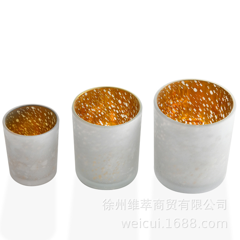 En stock vidrio Galvanoplastia de oro candelabro roto oro vela taza esmerilado colorido vela taza blanco colorido vidrio