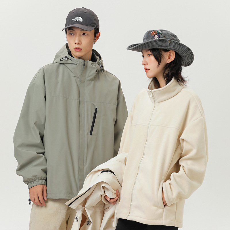 OOTD户外三合一冲锋衣秋冬防水防风保暖可拆卸男女款百搭休闲外套|undefined