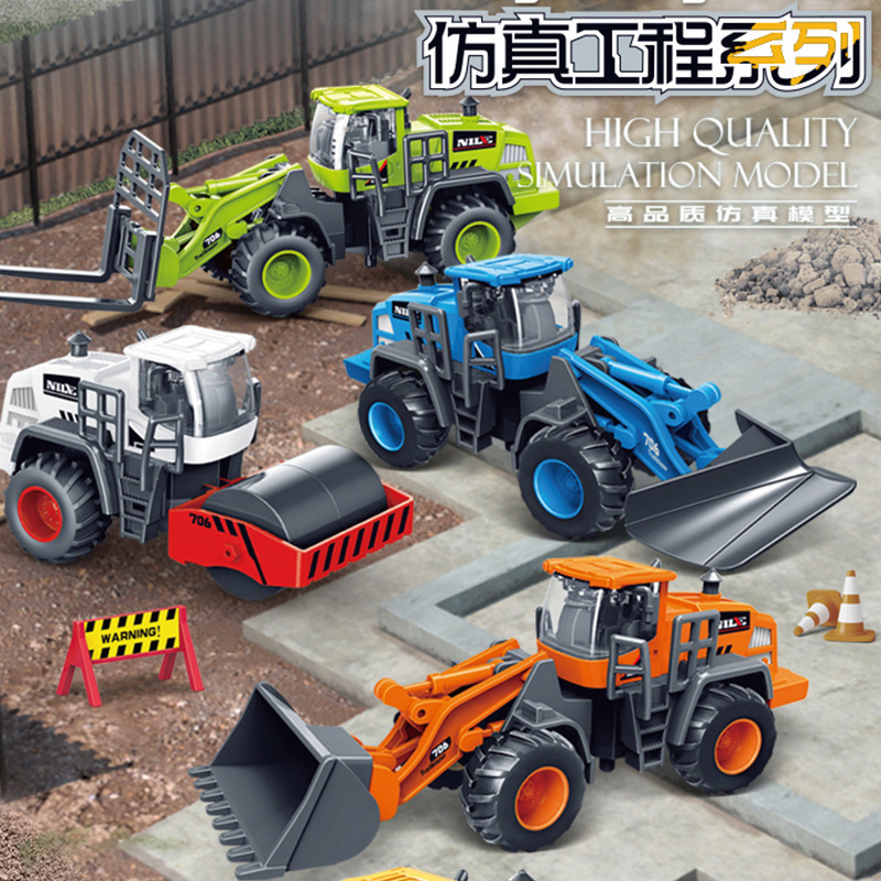 儿童仿真工程车玩具宝宝挖机叉车压路车玩具车男孩惯性车铲车批发