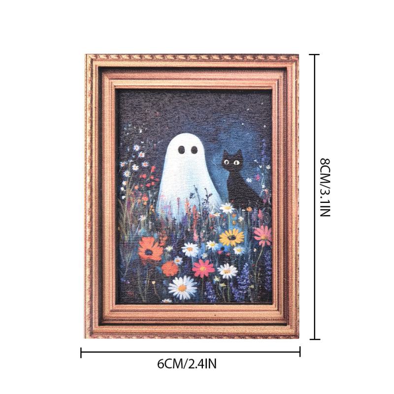 MZCT117-132 クロスボーダーハロウィン磁気立体冷蔵庫マグネットゴースト魔女フォトフレーム木製磁気装飾|undefined