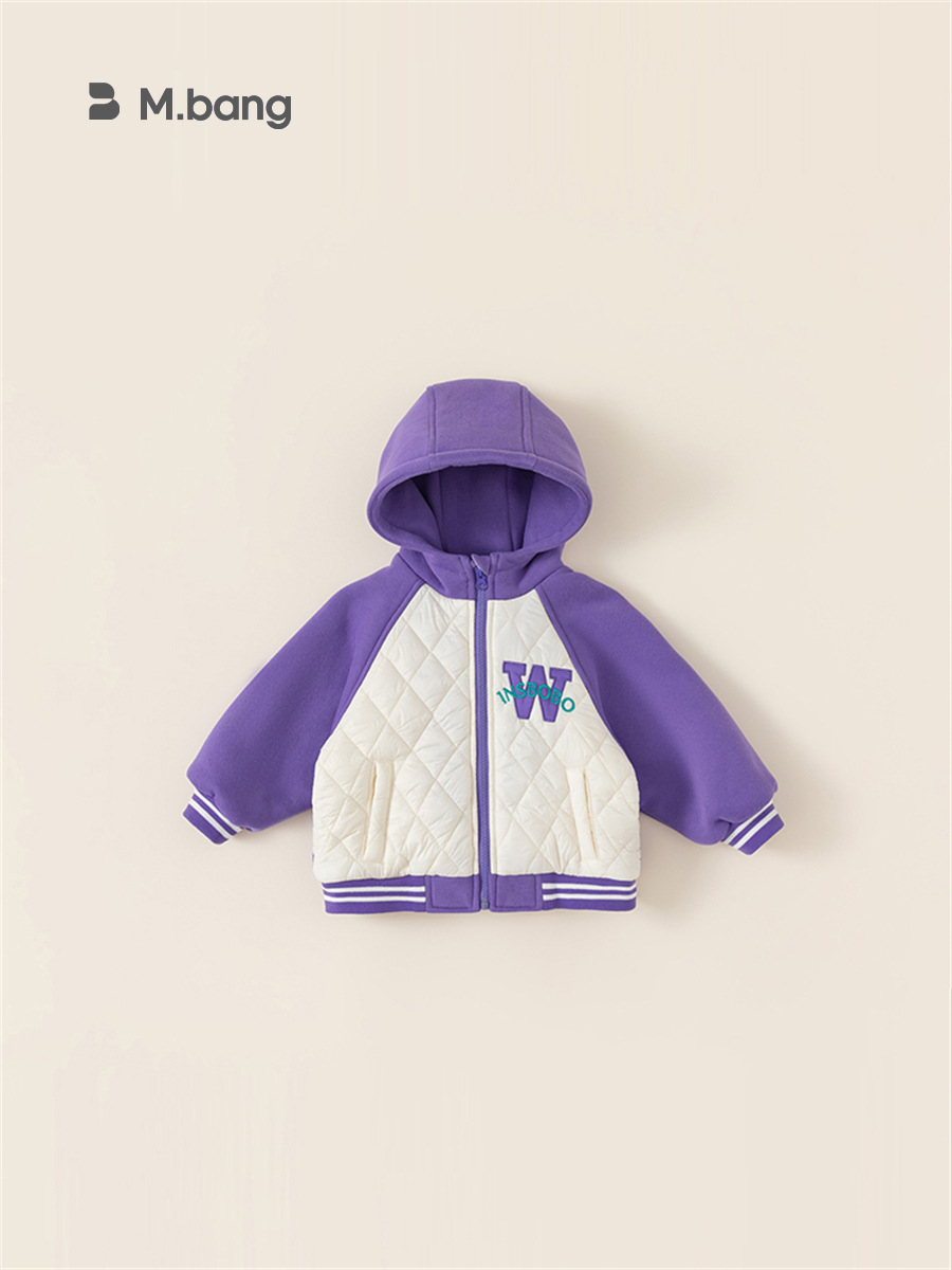 Youbao ropa para niños chaqueta para niños ropa de invierno gruesa con forro polar nueva uniforme de béisbol con capucha con letras para niñas de moda DY23034