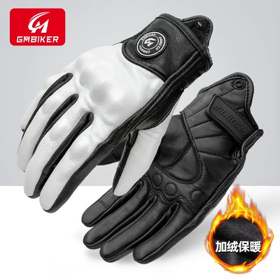 Motorcycle Safety Supplies | Retro Cruising Harley Rider Motorcycle - 302c-white-plus-velvet-model-domestic-sheepskin-soft-and-comfortable-s