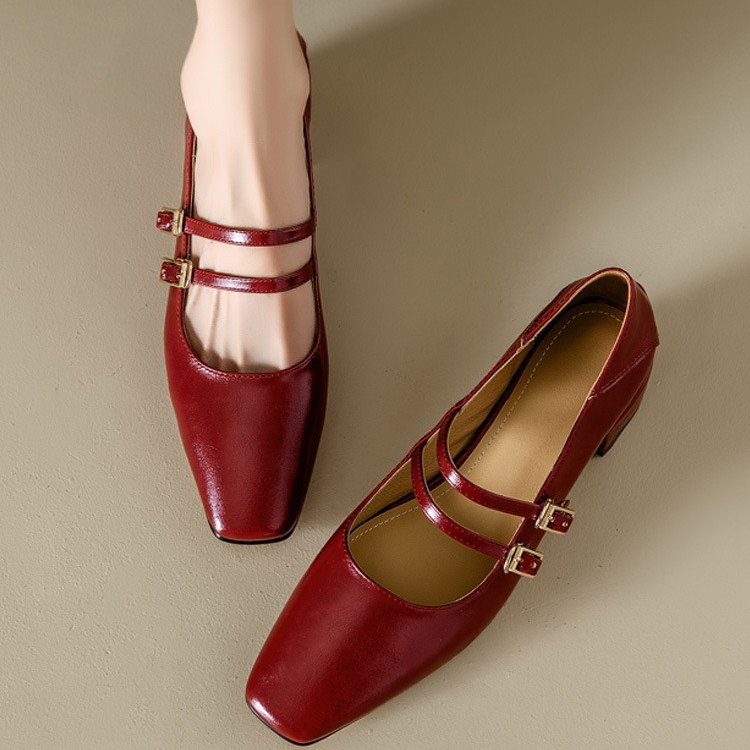 In-Stock 666-11 Slip-On Shallow Mouth Single Shoes French Mary Jane Gentle Style Commuter Women's Shoes with Chunky Heels in Silver for Summer