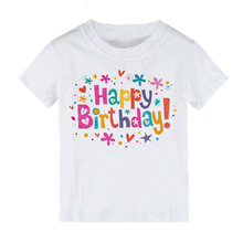 歐美男女裝短袖兒童圓領T恤一件代發夏季 happy birthday印花可愛