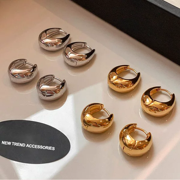 925 Sterling Silver Needle Drop Earrings for Women, High-End Accessible Luxury Plain Hoop Earrings 2025 New European and American Style Gold Earrings