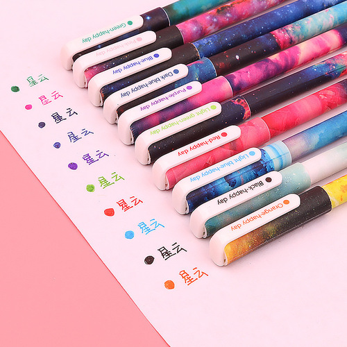 Creative color gel pen 0.5mm small fresh 10 gel pen set student stationery water-based signature pen