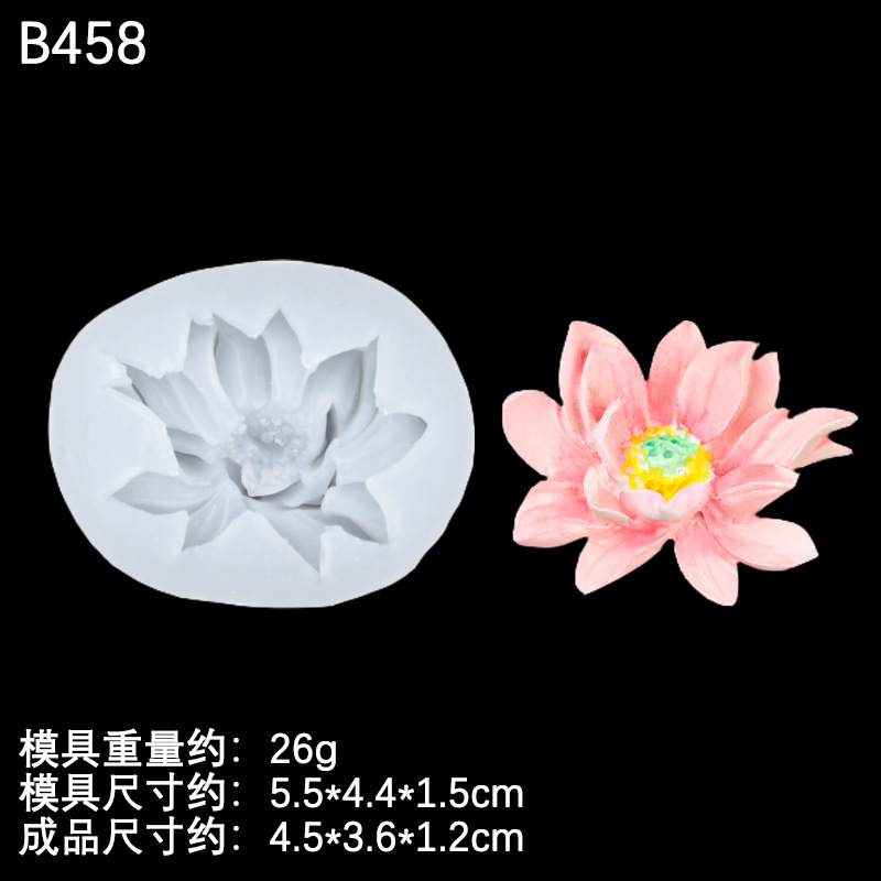 Lotus Lotus Jabón Hecho a mano Forma de yeso Molde de silicona Decoración de epoxi Molde de resina de flor de aromaterapia de coche
