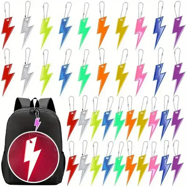 13-Color Reflective Lightning Pendant Lightning Backpack Pendant Keychain Night School Bag Accessories Hanging Chain Safety Warning Sign