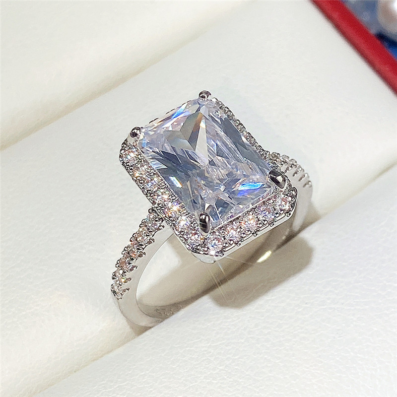 10, 6, 9 Ring Size Wholesale Simple Style Shiny Rectangle Copper Inlay Zircon Rings