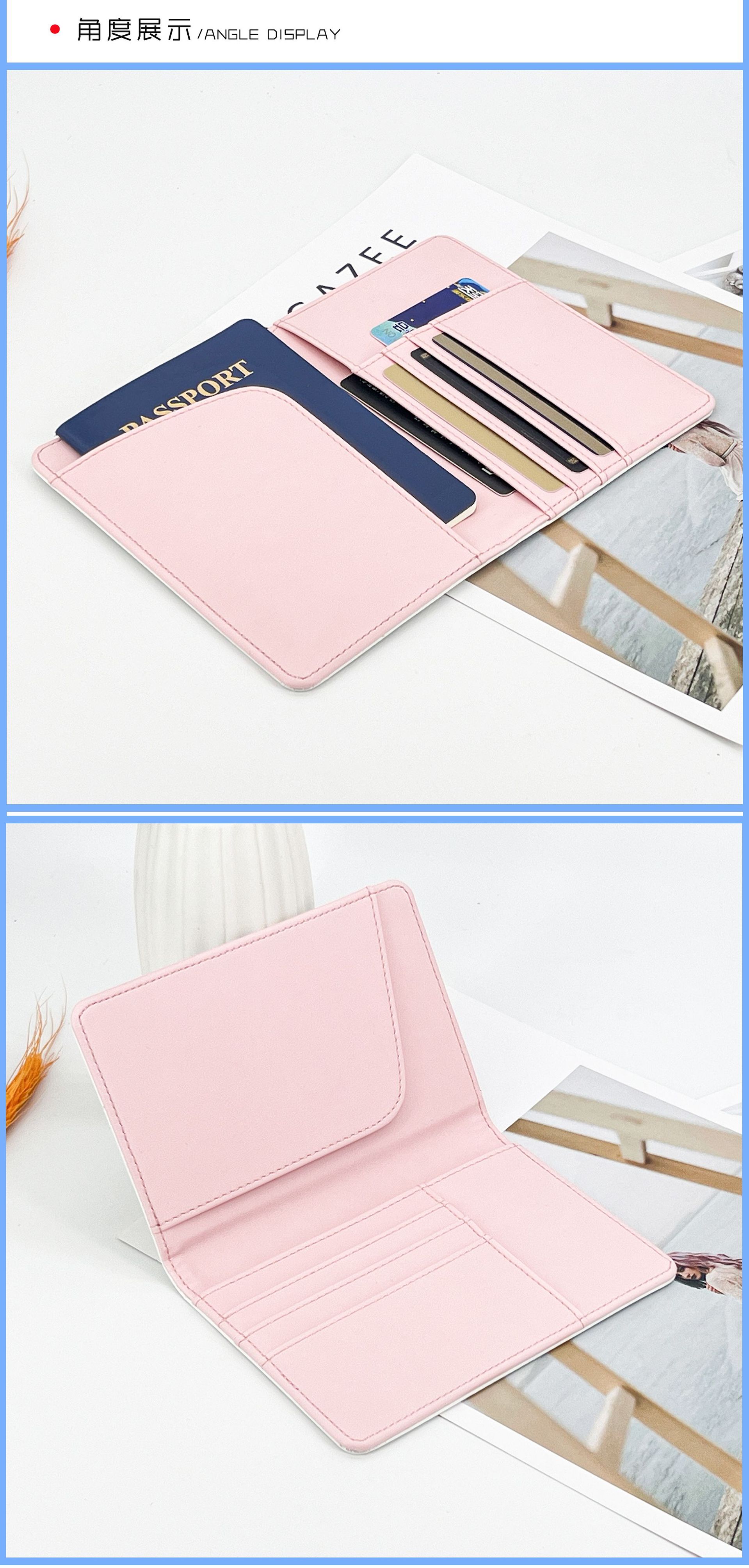 Heat Transfer Sublimation Passport Holder Multi-function Passport Card Case ID Card Holder Travel Long Style Pure Color Passport Cover Wholesale