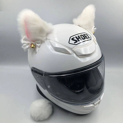 Motosiklet dəbilqələri Motorcycle Accessory - white-pink-bell-ears-tail