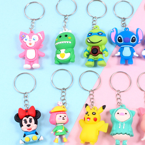 Cartoon small three-dimensional keychain advertising gifts student schoolbag pendant accessories kindergarten prize key pendant