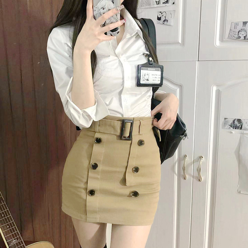 Tight Waist Shirt JK Shirt College Style JK Uniform Wear Slim-fit Tight Waist Shirt Women's Spring Pleated Skirt Collection