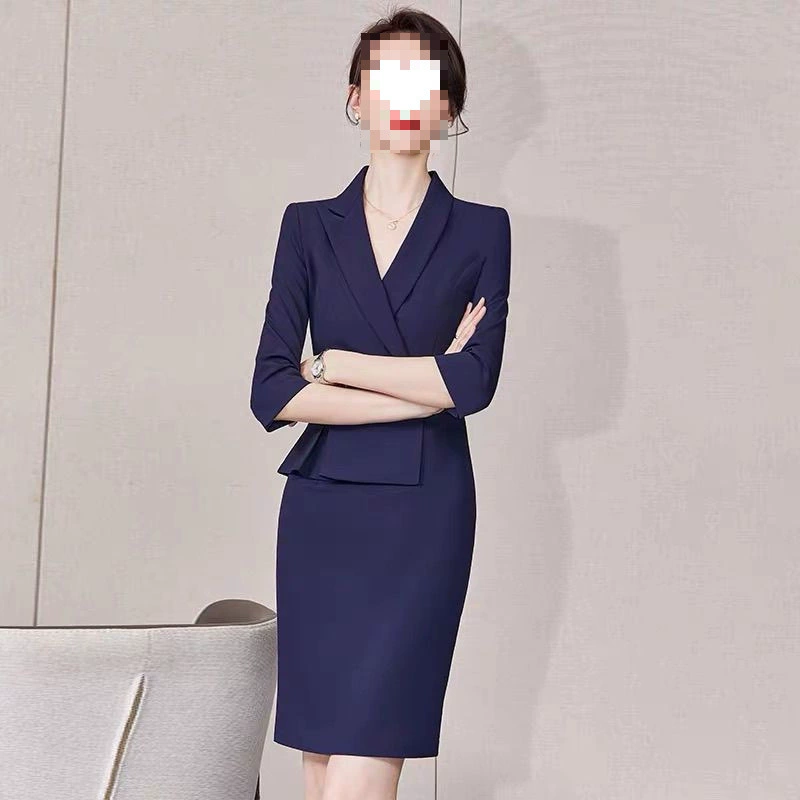 G6N элитный дизайн деловой женский весенне-летний темно-синий тонкий костюм на талии