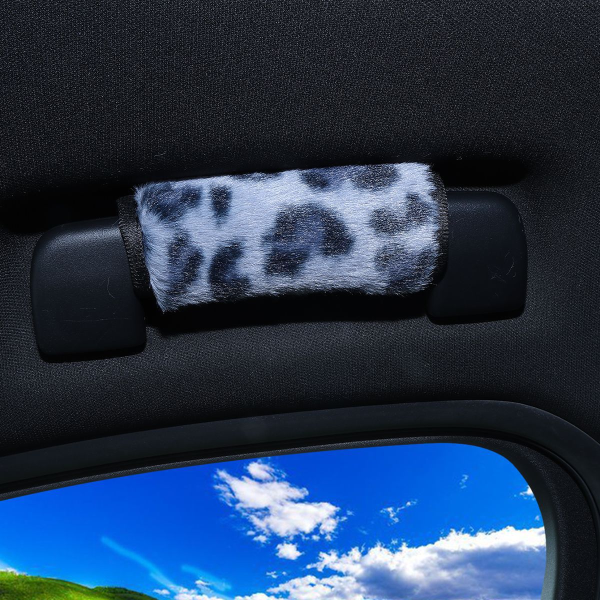 Car roof handle protective cover, plush leopard print, universal for all seasons, door handle cover