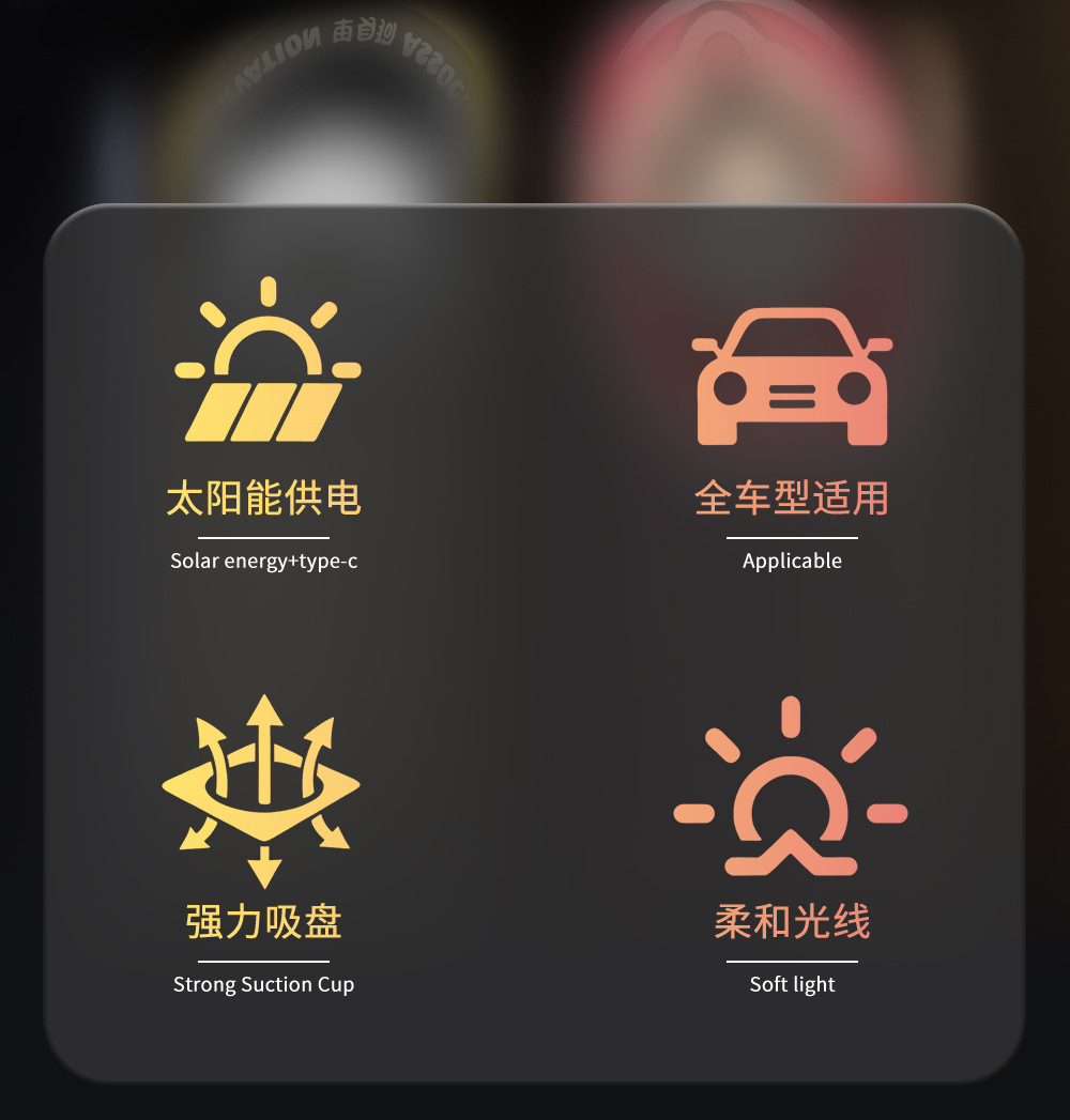 Cross-border best-selling car LED light, Devil's Eye dynamic solar-powered car light, triangular window ambient light